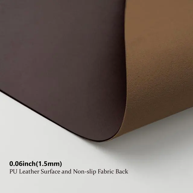 Alt view image 4 of 7 - Leather Desk Mat - Non-Slip PU Desk Pad for Office and Home - Desk Organization and Accessories - Ideal for Large Mouse Pad and Desk Mats on Top of Desks (Coffee,31.5"x 15.7")
