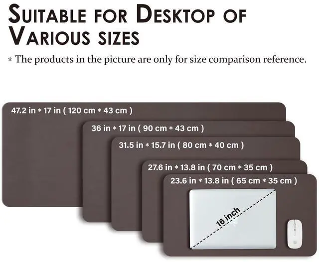 Alt view image 5 of 7 - Leather Desk Mat - Non-Slip PU Desk Pad for Office and Home - Desk Organization and Accessories - Ideal for Large Mouse Pad and Desk Mats on Top of Desks (Coffee,31.5"x 15.7")