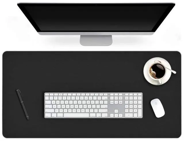 Main image of Desk Protector Blotter Pad on Top of Desks PU Leather Office Desk Writing Mat Computer Laptop Gaming Under Keyboard Mouse Pad Desk Decor Accessories Organizer for Women Men Kids Black 16 X 32 Inches