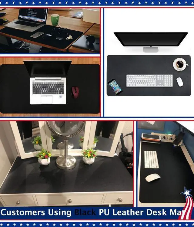 Alt view image 3 of 7 - Desk Protector Blotter Pad on Top of Desks PU Leather Office Desk Writing Mat Computer Laptop Gaming Under Keyboard Mouse Pad Desk Decor Accessories Organizer for Women Men Kids Black 16 X 32 Inches