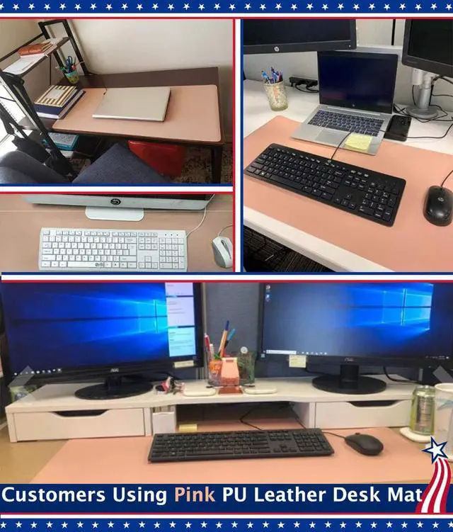 Alt view image 6 of 7 - Desk Protector Blotter Pad on Top of Desks PU Leather Office Desk Writing Mat Computer Laptop Gaming Under Keyboard Mouse Pad Desk Decor Accessories Organizer for Women Men Kids Black 16 X 32 Inches
