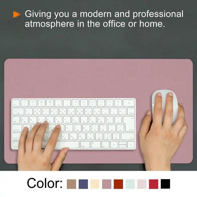 Alt view image 5 of 6 - 28"x14" Desk Mat Protector, PU Leather Non-Slip Waterproof Keyboard Pad Writing Mat for Office Home, Black