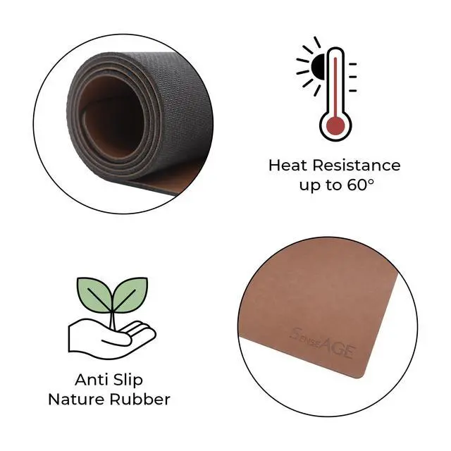 Alt view image 3 of 7 - Leather Desk Pad Protector, Natural Rubber Office Desk Mat Mouse Pad, Non-Slip PU Leather Desk Blotter, Water-Resistant Laptop Writing Desk Pad for Office and Home (31.5 x 15.8, Black)