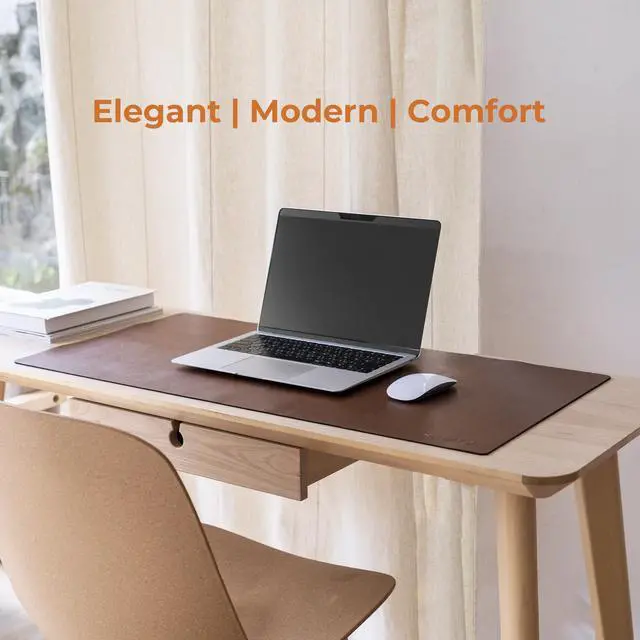 Alt view image 6 of 7 - Leather Desk Pad Protector, Natural Rubber Office Desk Mat Mouse Pad, Non-Slip PU Leather Desk Blotter, Water-Resistant Laptop Writing Desk Pad for Office and Home (31.5 x 15.8, Black)