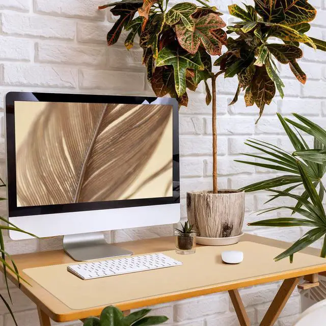 Alt view image 7 of 7 - Leather Desk Pad, Large Mouse Pad, Leather Desk Blotter, Non-Slip Desk Pad Protector, Office Desk Pad, Waterproof Desk Mat for Home Office and Decor - Beige (35.4×15.7 Inches)
