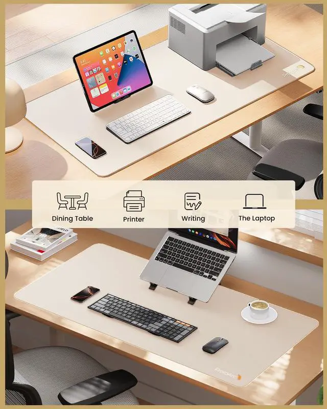 Alt view image 5 of 7 - MP10 Leather Desk Mat, Large Mouse Pad- 31.5×15.8 inch, Non-Slip PU Leather Desk Pad Protector, Premium Desktop Mat for Computer, Keyboard and Mouse, Milk Tea
