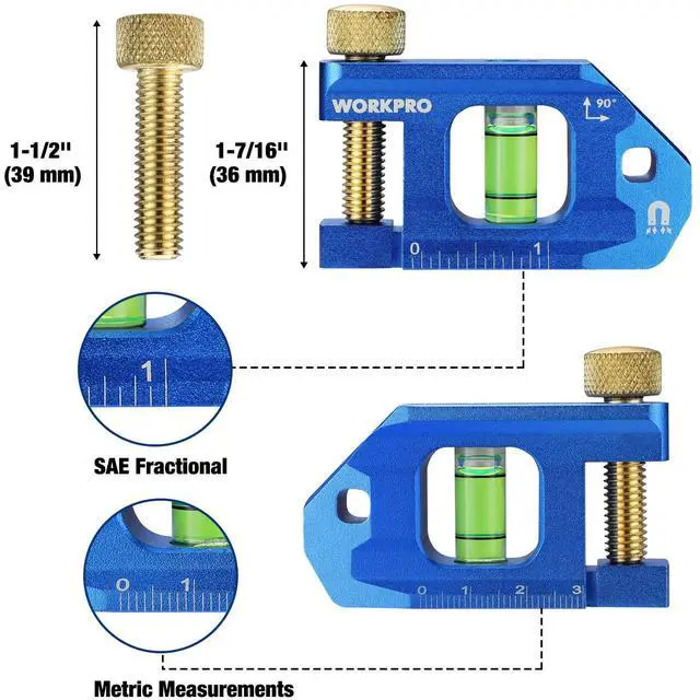 Alt view image 2 of 6 - Conduit Bending Level, Small Torpedo Magnetic Level, Bubble Vial for 90° Measurement, Aluminum Alloy Construction, 2.5-inch, Cobalt Blue