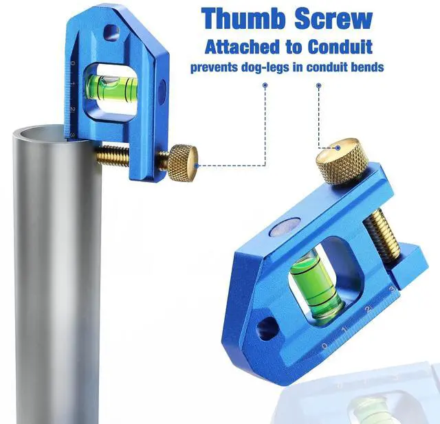 Alt view image 4 of 6 - Conduit Bending Level, Small Torpedo Magnetic Level, Bubble Vial for 90° Measurement, Aluminum Alloy Construction, 2.5-inch, Cobalt Blue