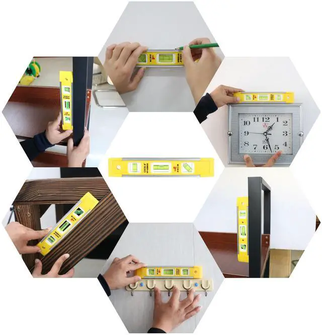 Alt view image 6 of 6 - 9 Inch Magnetic Box Level Torpedo Level(3PCS),3 Different Bubbles/45°/90°/180°Measuring Shock Resistant Torpedo Level