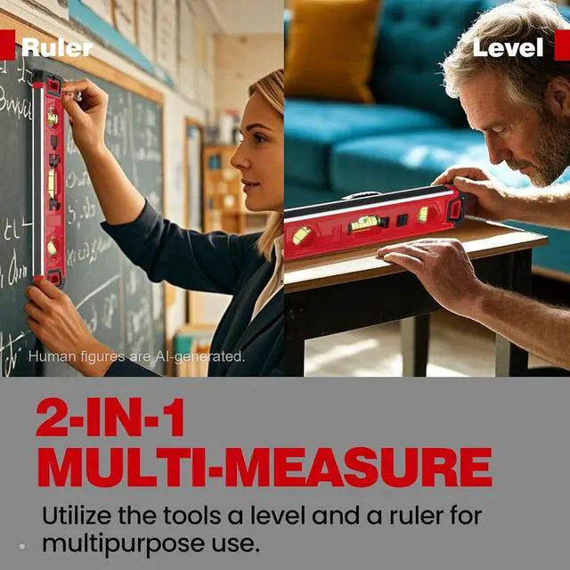 Alt view image 7 of 7 - Torpedo Level Magnetic TooL - 9 Inch Small Leveler Tools with Ruler 45/90/180 Degree Vials - Removable Line Bubble Spirit leveling For Hanging Pictures, Installing Shelf in Dark Tight Spaces