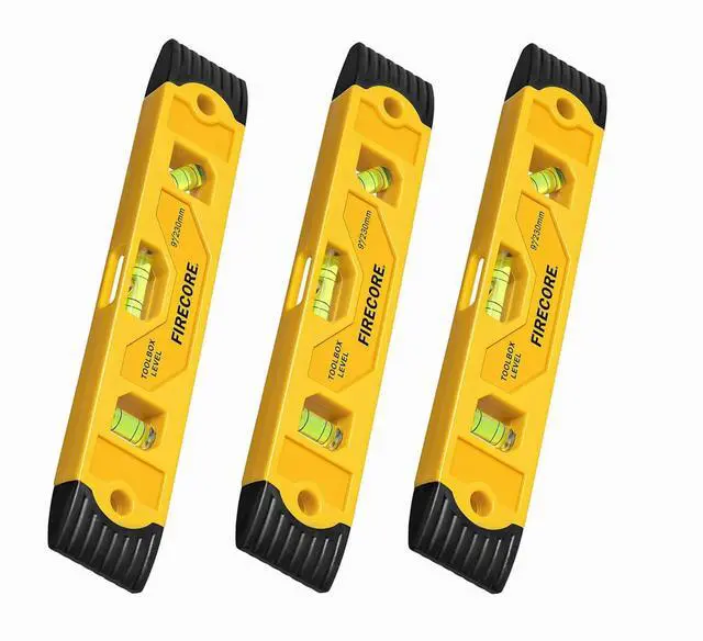 Main image of 3pcs Magnetic Torpedo Level, 9-Inch Shockproof Toolbox Level with 3 Bubble Spirit Level 45 90 180 Degree