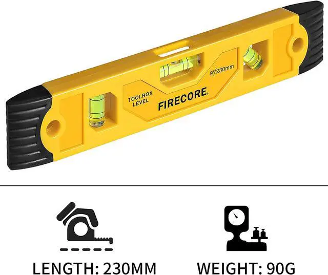 Alt view image 2 of 7 - 2pcs Magnetic Torpedo Level, 9-Inch Shockproof Toolbox Level with 3 Bubble Spirit Level 45 90 180 Degree