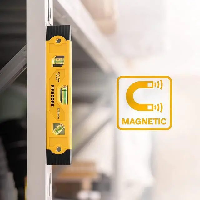 Alt view image 3 of 7 - 2pcs Magnetic Torpedo Level, 9-Inch Shockproof Toolbox Level with 3 Bubble Spirit Level 45 90 180 Degree