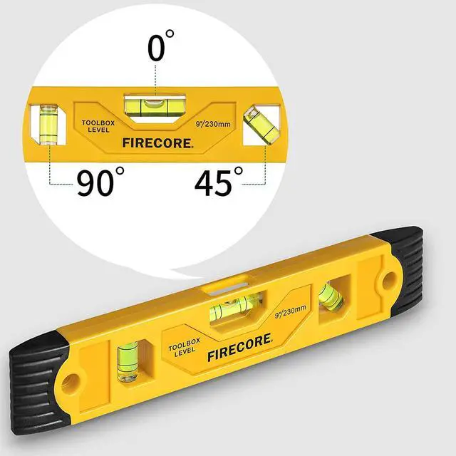 Alt view image 4 of 7 - 2pcs Magnetic Torpedo Level, 9-Inch Shockproof Toolbox Level with 3 Bubble Spirit Level 45 90 180 Degree