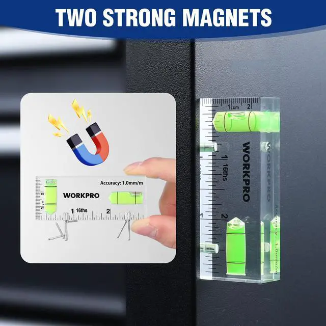 Alt view image 4 of 7 - Small Level, 3 Inch Mini Level Tool, Magnetic Level with 2 Different Bubbles 90°/180°, Shatterproof Cross Check Bubble Level, Pocket Level for Picture Hanging Tool