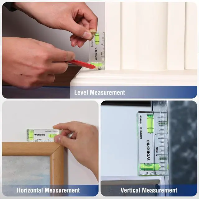 Alt view image 6 of 7 - Small Level, 3 Inch Mini Level Tool, Magnetic Level with 2 Different Bubbles 90°/180°, Shatterproof Cross Check Bubble Level, Pocket Level for Picture Hanging Tool
