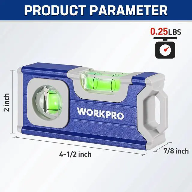 Alt view image 3 of 7 - 4-1/2 Inch Mini Magnetic Pocket Level, Aluminum Alloy, Cobalt Blue