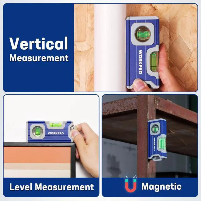 Alt view image 7 of 7 - 4-1/2 Inch Mini Magnetic Pocket Level, Aluminum Alloy, Cobalt Blue