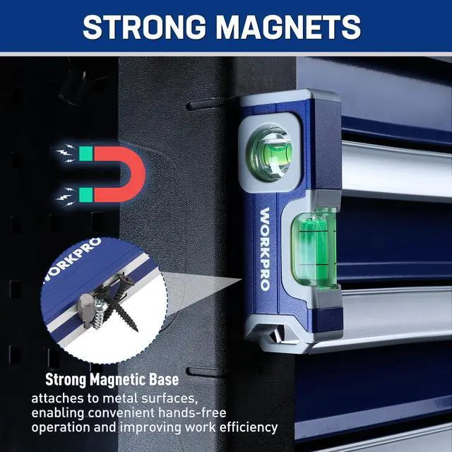 Alt view image 4 of 7 - 4-1/2 Inch Mini Magnetic Pocket Level, Aluminum Alloy, Cobalt Blue