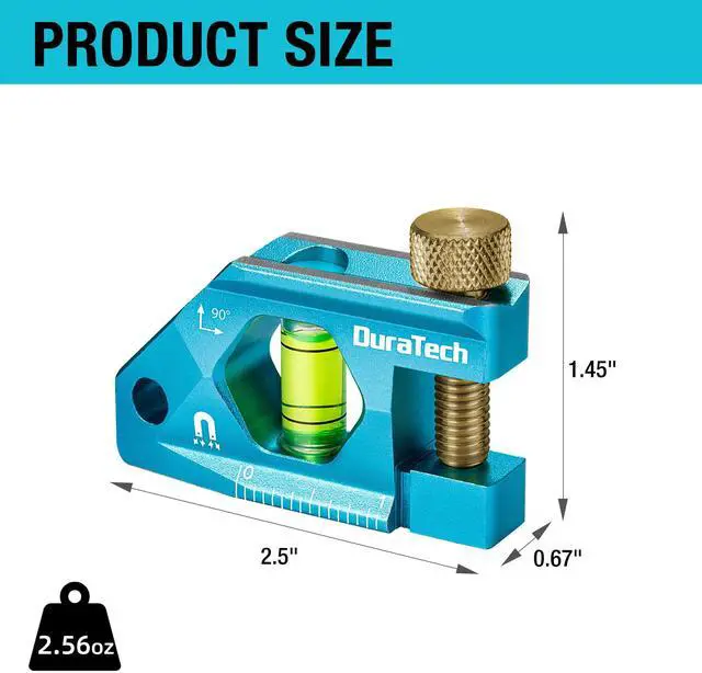 Alt view image 2 of 7 - 2.5-Inch Level, Magnetic Torpedo Level with 90° Bubbles, V-Groove, Large Viewing Window, Aluminum Alloy Body, Hanging Hole, SAE and Metric Scale for DIY Projects and Household Use