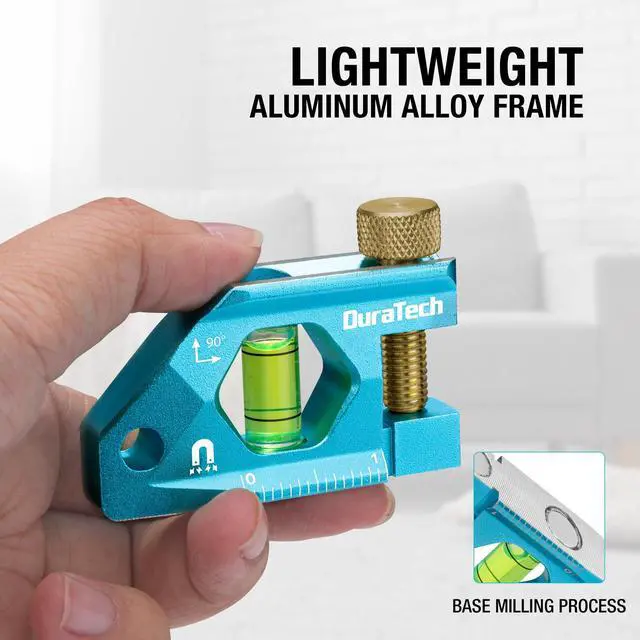 Alt view image 6 of 7 - 2.5-Inch Level, Magnetic Torpedo Level with 90° Bubbles, V-Groove, Large Viewing Window, Aluminum Alloy Body, Hanging Hole, SAE and Metric Scale for DIY Projects and Household Use