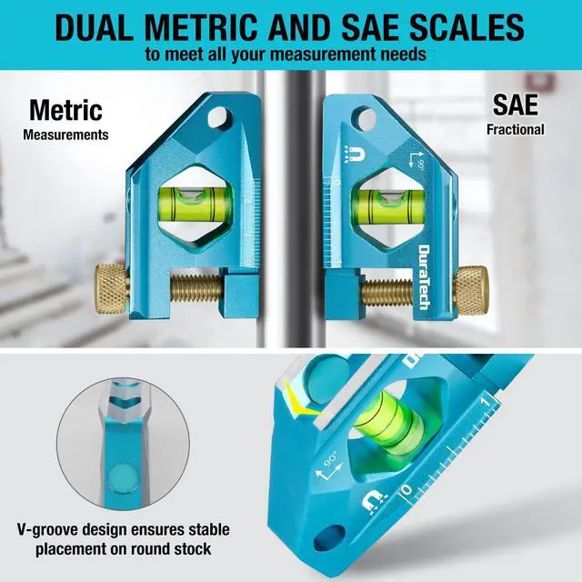 Alt view image 7 of 7 - 2.5-Inch Level, Magnetic Torpedo Level with 90° Bubbles, V-Groove, Large Viewing Window, Aluminum Alloy Body, Hanging Hole, SAE and Metric Scale for DIY Projects and Household Use
