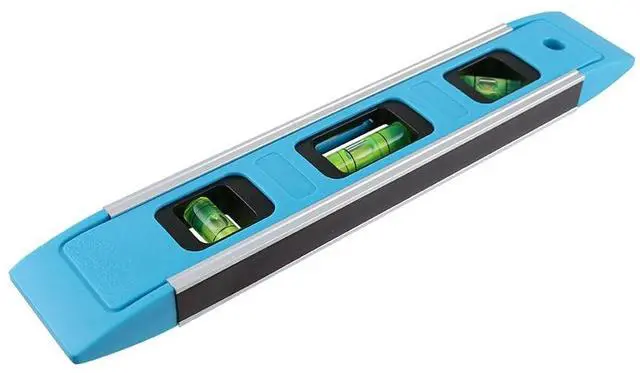 Alt view image 3 of 5 - 9 Inch Torpedo Level Magnetic, Small Leveler Tool with 3 Bubble Vials 45°/90°/180° and Overhead Viewing Window, Shock Resistant Bubble Level V-Groove for Piping and Conduit, Aluminum Alloy Frame