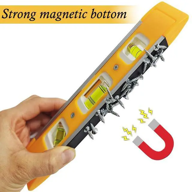 Alt view image 6 of 7 - 9 Inch Torpedo Level Magnetic, Shock-Proof Small Level Tool with 45/90/180 Degree Bubble Vials, Aluminium Alloy Frame, V-Groove and Magnet Track2PCS