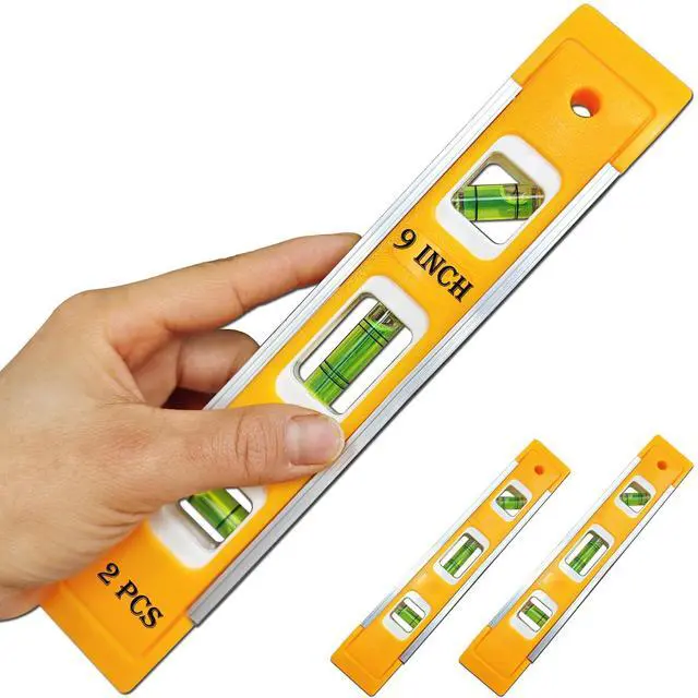 Main image of 9 Inch Torpedo Level Magnetic, Shock-Proof Small Level Tool with 45/90/180 Degree Bubble Vials, Aluminium Alloy Frame, V-Groove and Magnet Track2PCS