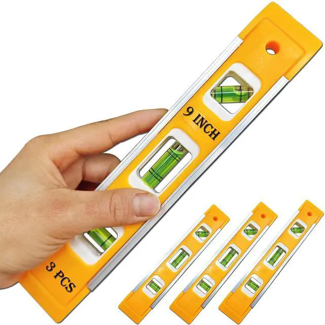 Main image of 9 Inch Torpedo Level Magnetic, Shock-Proof Small Level Tool with 45/90/180 Degree Bubble Vials, Aluminium Alloy Frame, V-Groove and Magnet Track3PCS