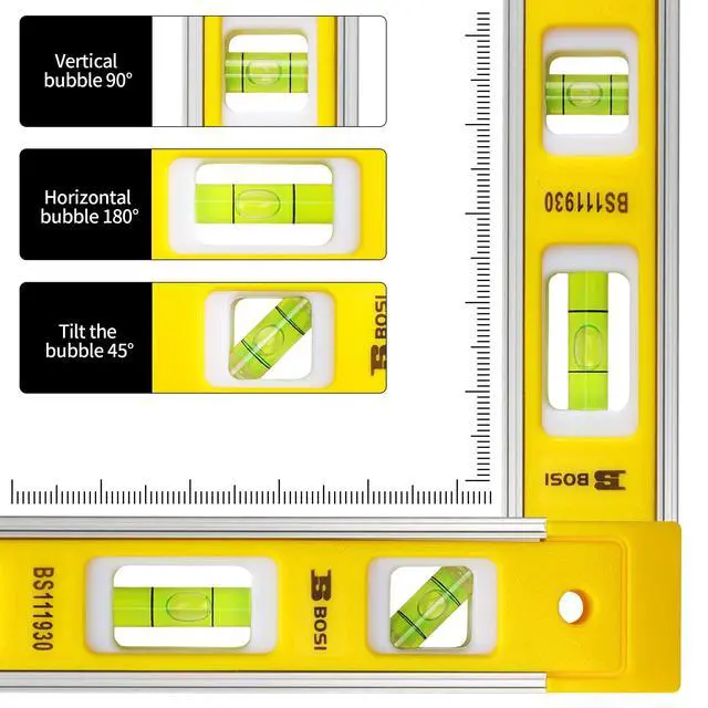 Alt view image 3 of 7 - 9 Inch Magnetic Torpedo Level, Magnetic Box Level 45°/90°/180° Bubbles, Small Level Tool for Measuring