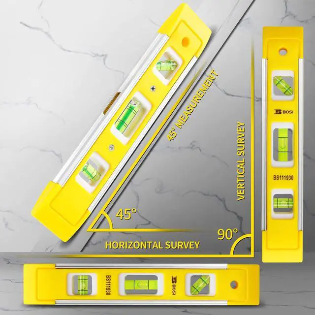 Alt view image 5 of 7 - 9 Inch Magnetic Torpedo Level, Magnetic Box Level 45°/90°/180° Bubbles, Small Level Tool for Measuring