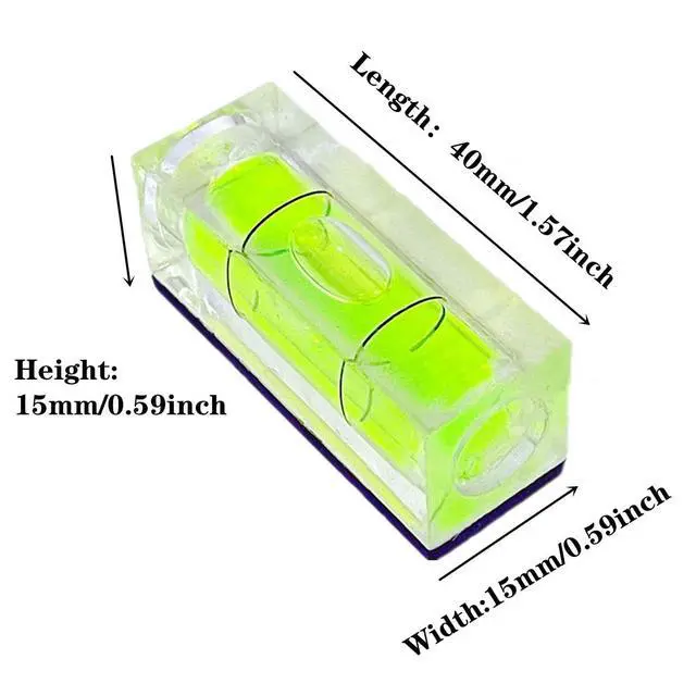 Alt view image 6 of 7 - 2Pcs Bubble Spirit Level with Magnetic Base 15x15x40mm Single Line Small Square Bubble Levels Measuring Layout Tools Levels