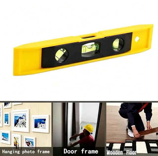 Alt view image 5 of 6 - 9 Inch Torpedo Level, Magnetic Box Level with 45°/90°/180°Bubbles, Shock Resistant Tool for Measuring-1 Pack (Yellow)
