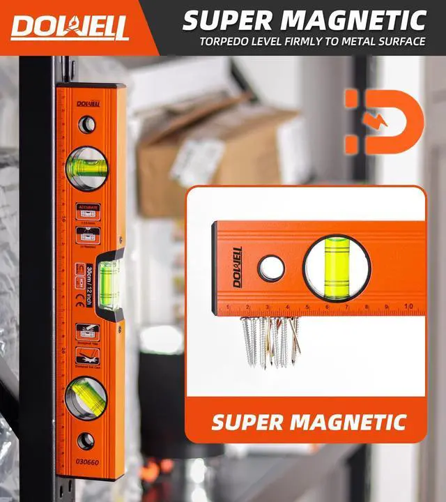 Alt view image 2 of 7 - 12 Inch Magnetic Spirit Level with Metric Scale, 3 Different Bubbles-45°/90°/180°HY030660
