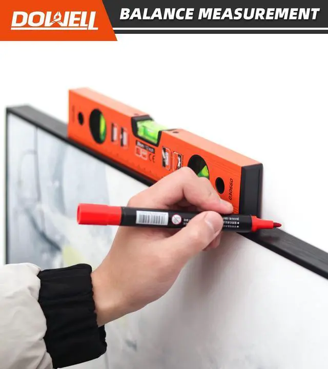 Alt view image 5 of 7 - 12 Inch Magnetic Spirit Level with Metric Scale, 3 Different Bubbles-45°/90°/180°HY030660