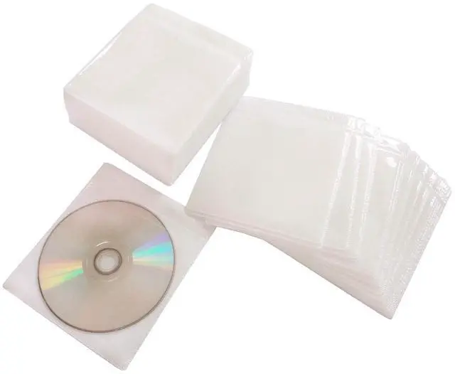 Main image of CD/DVD/BluRay Sleeves,Double-Sided Refill Plastic Sleeve for CD and DVD Storage Binders,100 Pack (White)