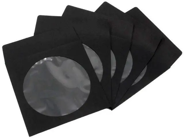 Main image of 100 Pack Premium Thick Black Color Paper CD DVD Sleeves Envelope with Window Cut Out and Flap, 100g Heavy Weight.