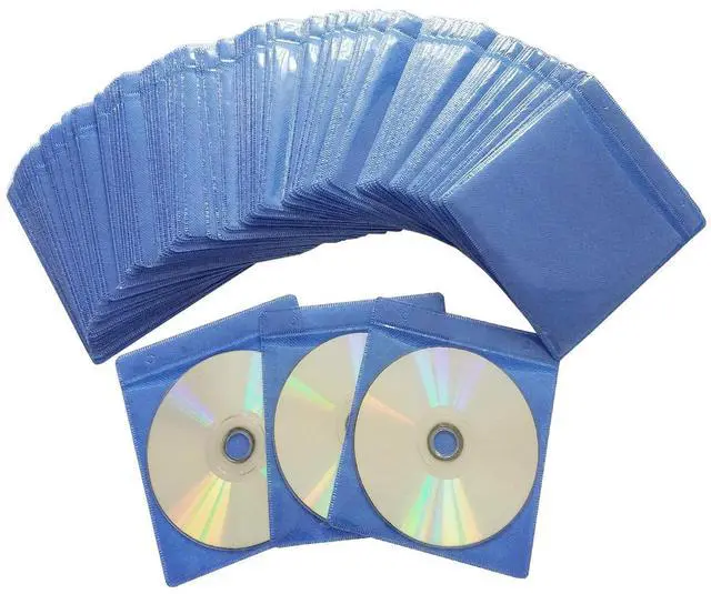Alt view image 5 of 6 - CD/DVD/BluRay Sleeves,Double-Sided Refill Plastic Sleeve for CD and DVD Storage Binders,100 Pack (Blue)