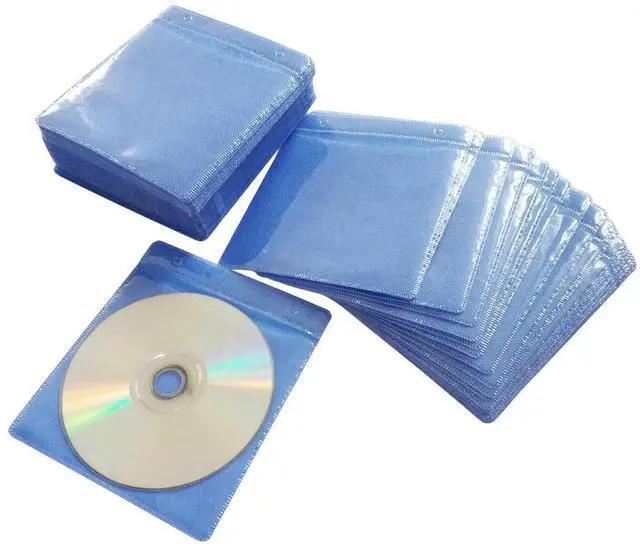 Alt view image 2 of 6 - 100 Pack Premium CD DVD Sleeves,Thick Non-Woven Material Double-Sided Refill Plastic Sleeve for CD and DVD Storage Binders Disc Case (Blue)