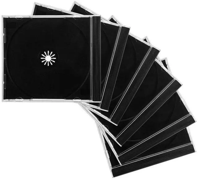 Main image of 6 PCS Standard Single Clear CD Jewel Case, 10 mm Slim Plastic Disc Storage Case with Assembled Tray, Square-Shaped Single Disc Capacity CD Cover DVD Protection Replacement (Black)