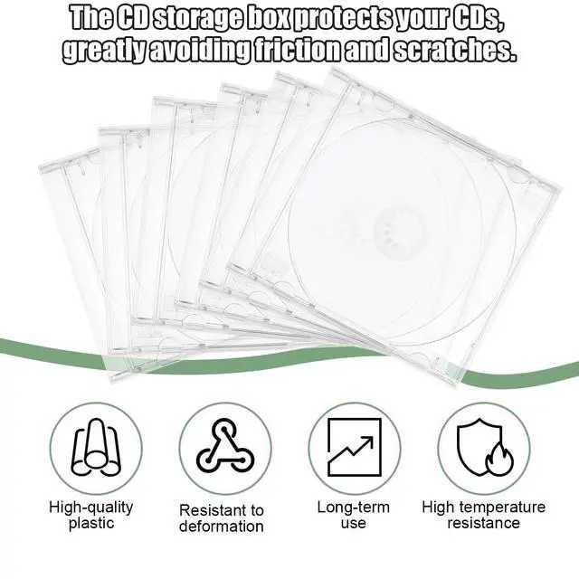 Alt view image 4 of 6 - 6PCS Car Standard Single Clear CD Jewel Case, Plastic Discs Storage Jewel Case for Protection Replacement, CD DVD Cover Holder with Assembled Tray, Universal for Vehicles (Transparent)