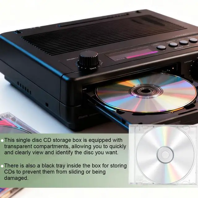 Alt view image 5 of 6 - 6PCS Car Standard Single Clear CD Jewel Case, Plastic Discs Storage Jewel Case for Protection Replacement, CD DVD Cover Holder with Assembled Tray, Universal for Vehicles (Transparent)
