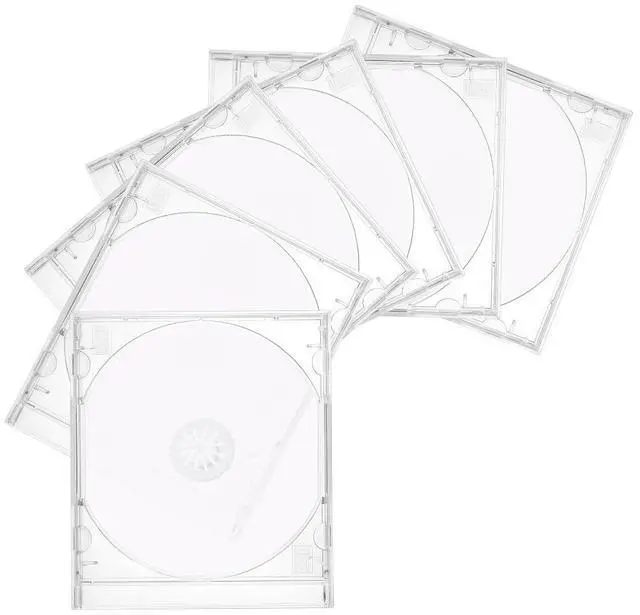 Main image of 6PCS Car Standard Single Clear CD Jewel Case, Plastic Discs Storage Jewel Case for Protection Replacement, CD DVD Cover Holder with Assembled Tray, Universal for Vehicles (Transparent)