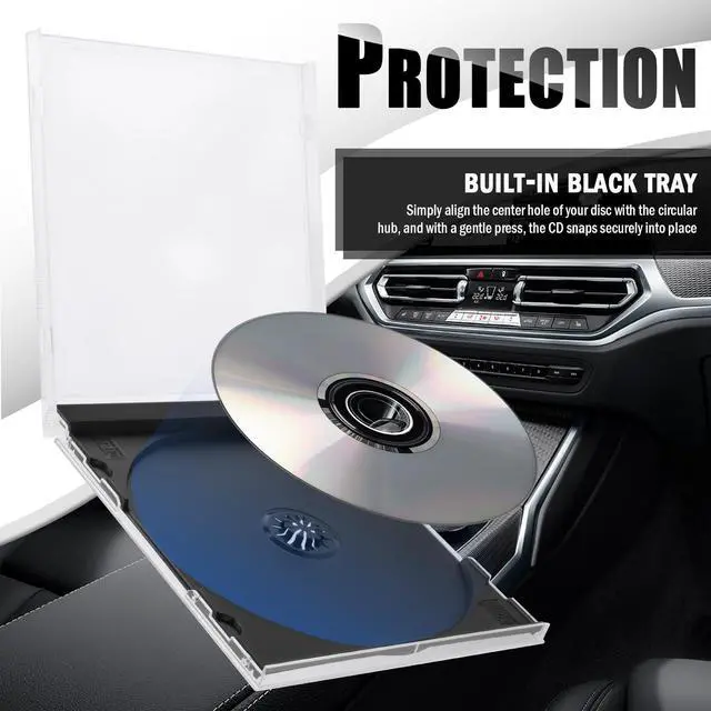 Alt view image 5 of 7 - 6PCS Single Car CD Jewel Cases,Stackable Clear CD Cases with Black Tray,10mm Thickness Standard Plastic CDs Case Car Accessories Fit for Storing Discs,CDs,DVDs,Blu-Rays