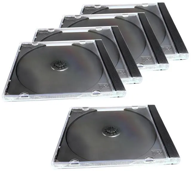 Main image of 5 PCS Car CD Jewel Cases, Standard Single Clear CD Cases with Black Tray, Thickened Hard Plastic DVD Storage, Universal DVD Holder Car Accessories (Black)
