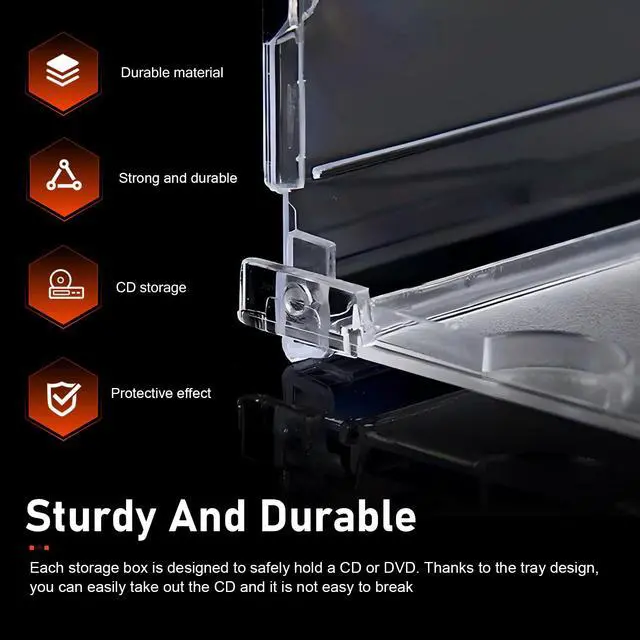 Alt view image 4 of 6 - 5 PCS Car CD Jewel Cases, Standard Single Clear CD Cases with Black Tray, Thickened Hard Plastic DVD Storage, Universal DVD Holder Car Accessories (Black)