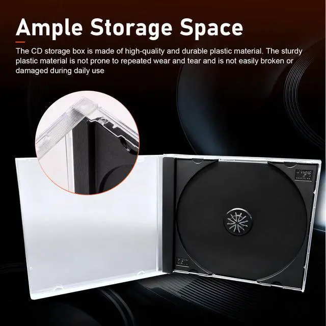 Alt view image 3 of 6 - 5 PCS Car CD Jewel Cases, Standard Single Clear CD Cases with Black Tray, Thickened Hard Plastic DVD Storage, Universal DVD Holder Car Accessories (Black)