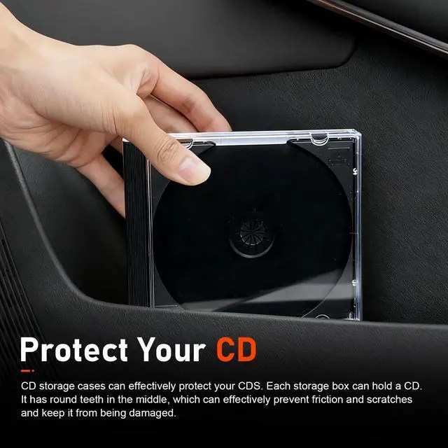 Alt view image 5 of 6 - 5 PCS Car CD Jewel Cases, Standard Single Clear CD Cases with Black Tray, Thickened Hard Plastic DVD Storage, Universal DVD Holder Car Accessories (Black)