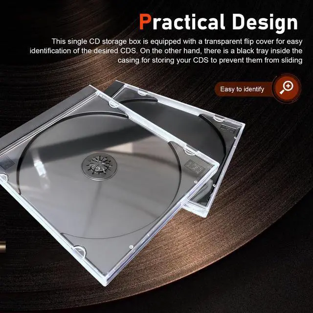 Alt view image 6 of 6 - 5 PCS Car CD Jewel Cases, Standard Single Clear CD Cases with Black Tray, Thickened Hard Plastic DVD Storage, Universal DVD Holder Car Accessories (Black)